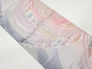 変わり羽根に小花模様織出し袋帯